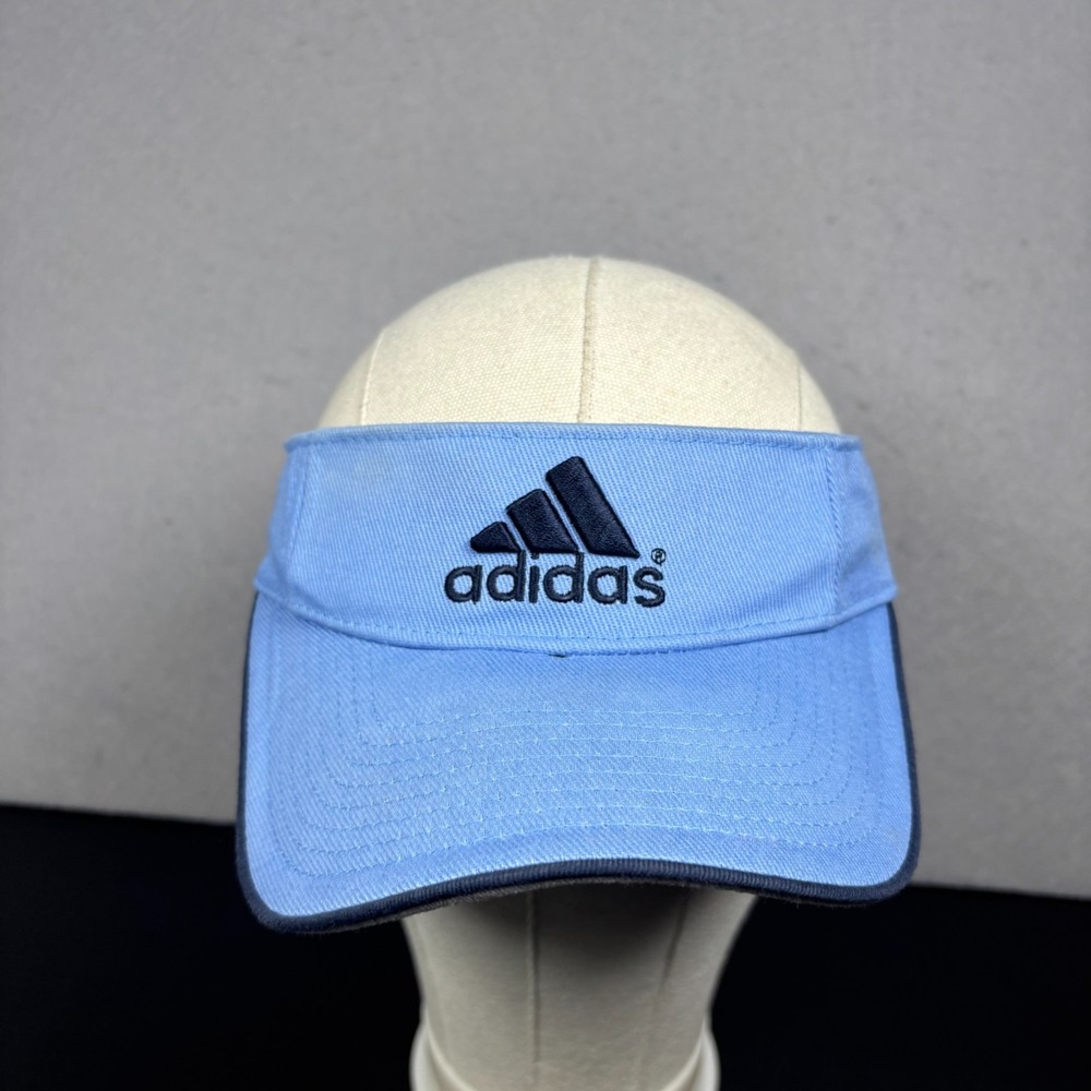Adidas Sun Visor Hat Light Blue Cotton Adjustable Golf Tennis Athletic Y2K